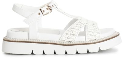 CAFèNOIR - Sandalias En Forma De T Con Tiras Tejidas, Para Mujer, Color Blanco, Talla 36