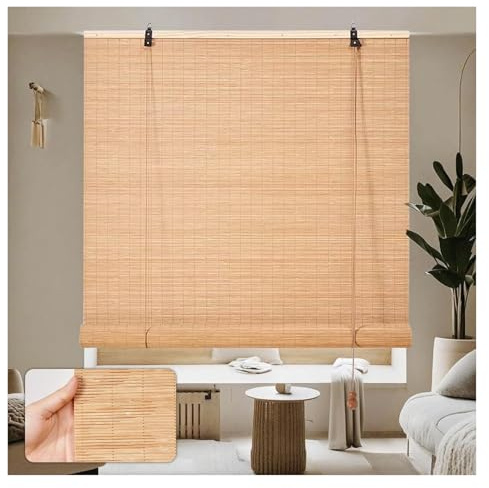 MXL&LJB Outdoor Roller Blinds Shade for Gazebo Door Balcony Natural Bamboo 55-145cm Wide Roman Shades for Windows Sunscreen/Breathable for Patio(0.55x0.9m)
