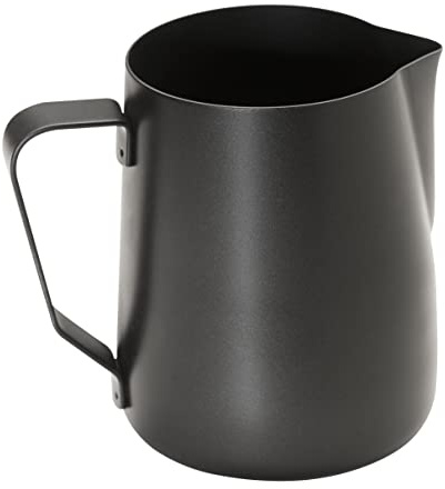 APS 10334 Milchkännchen – Hochwertige, antihaftbeschichtete Milchkanne aus rostfreiem Edelstahl – Perfekt für die Herstellung von Milchschaum Universalkanne schwarz 350 ml