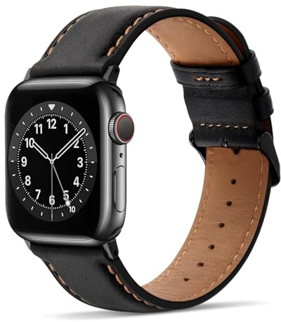 Tasikar Kompatibel med Apple Watch-rem 49 mm 46 mm 45 mm 44 mm 42 mm 41 mm 40 mm 38 mm äkta läder ersättningsarmband rem kompatibel med Apple Watch Ultra 2 Ultra SE 2 SE series10 9 8 7 6 5 4 3