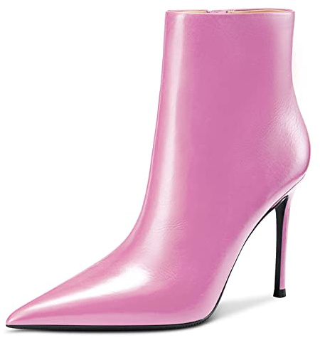 Aachcol Femmes Bottines Aiguille Haut High Talon Heel Pointu Bout Fermeture à Glissière Matte 10 CM
