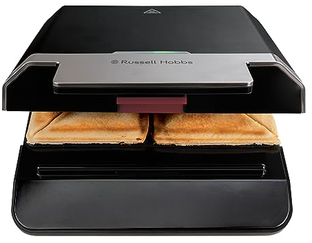 Russell Hobbs Sandwichera, Revestimiento Antiadherente, Fácil Limpieza, Calentamiento Rápido, Indicador Luminoso, 750 W, Acero Inoxidable y Negro, 26800-56
