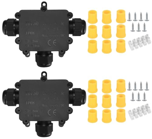 IP68 Wasserdichte Abzweigdose, 3 Wege Außenkabel Verschraubungen Kabelverbinder Verteilerdose Anschlussdose, wasserdichte Aussensteckdos für 4-12MM Kabel