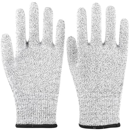Guantes Anticorte,Guantes de Trabajo de Seguridad Protección Nivel 5 de Alto Rendimiento,Guantes Resistentes a Cortes para Jardinería y Carpintería,Corte de Carne y Tallado en Madera,Gris,1 Par