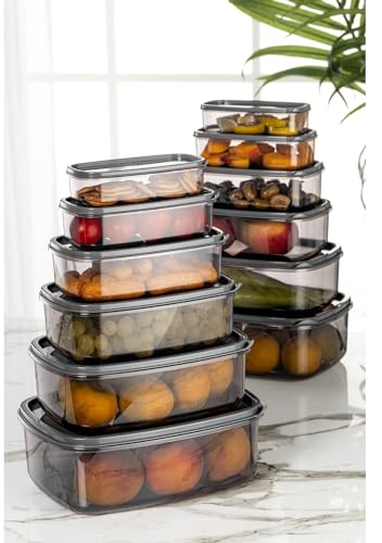 IDOBY 12er Vorratsbehälter Set, Vorratsdosen mit Deckel Luftdicht, BPA-FREI, Vorratsdose zur Mehl Zucker & Müsli Aufbewahrung Küche (PLATIN 12ER-SET)