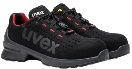 Uvex 1 Duo låg sko S1 – säkerhetssko för lätta områden – sportig, lätt och flexibel – svart, röd – storlek 45