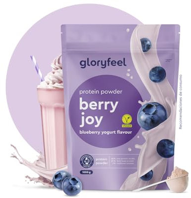 Proteine Vegane in Polvere Gusto Mirtillo - 1kg Proteine Vegetali - 33 Porzioni da 21g di Proteine - senza Soia - da Proteine in Polvere di Pisello, Fava e Girasole - 100% vegan e senza Glutine