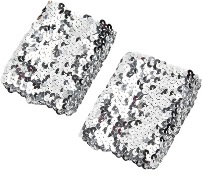 WYLZLKX Manchons de bras élégants, extensibles et élastiques avec paillettes scintillantes pour costume, manchettes pour femmes avec paillettes époustouflantes, argenté, Approx.7x10cm/2.76x3.94''
