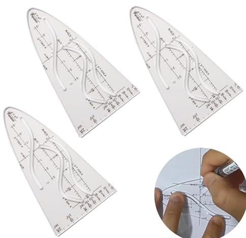 3 Stück Parabelschablone Mathe, Kurvenschablone, Parabel Zeichenschablone, Sinus Kosinus Tangens Parabelschablone, Multifunktionales Normalparabel Schablone, für Studenten Büro Designer Malerei