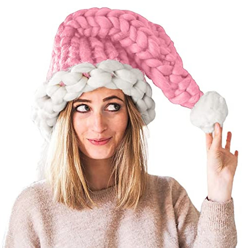 weihnachten sale Damen Winter Warm Beanie Mütze Strickmütze mit Satin Gefüttert Thermo Wintermütze Wollgarn Kreative handgestrickte Weihnachtsmütze Damen Ferienhut black friday angebote