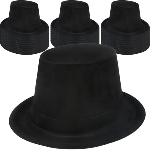 SGBETTER Lot de 30 chapeaux haut-de-forme en plastique pour enfants - Noir