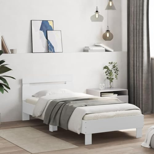 MOBCANT Giroletto con Testiera,Struttura letto Letto frame Telaio del Letto Letti utilizzabile per Camera degli ospiti Camera da letto Scuola Appartamento Bianco 75x190 cm in Legno Multistrato