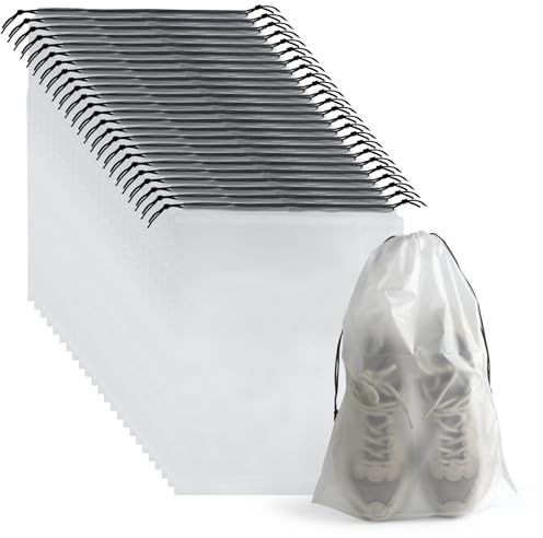 26 Bolsas PLULON para Zapatos de Viaje, Transparentes con Cordón, Impermeables y Antipolvo, Organizador de Calzado para Hombres y Mujeres, Accesorios de Viaje Esenciales