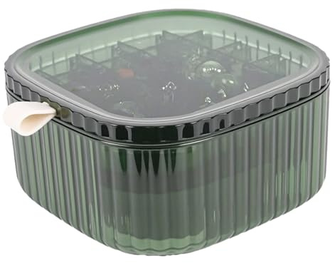 INMORVEN 3-lagiges Acryl-Schmuckkästchen mit Deckel (Grün) – Stapelbare Schmuckaufbewahrung für Ohrringe, Ringe & Ketten | Geschenk für Frauen & Mädchen