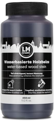 LM-Kreativ Holzbeize 450 ml - Mahagoni – Wasserbasierte Lasur für Holz innen, intensive Tönung für Möbel und Bastelholz, dekorative Holzlasur innen, Wood Stain