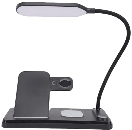 Yanmis 3 I 1 Trådlös Laddningsstation, 15W Fast Charger Stand för Telefonklocka öronsnäckor med Fällbar Designläsningslampa Multi-enhetladdning