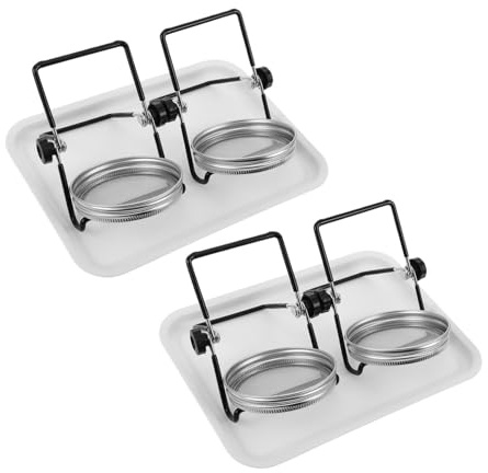 Veemoon 2 Set Kit Germogliatori Barattoli Bocca Larga con Coperchi Rete Acciaio Resistente Vassoio e Supporto per Germogli Nutritivi per Principianti e Crescita Semi Broccoli