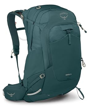 Osprey Manta 34L Men's Hiking Backpack with Hydraulics Reservoir - Hydration Pack with Water Bladder, Torrent Blue