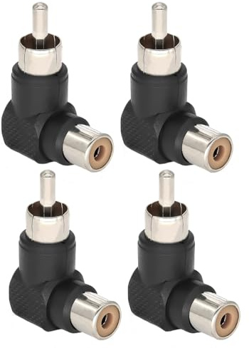 Ahoaepy 4PCS Right Angle RCA Connector, 90 Degree Elbow RCA Female to Male Audio AV TV Adapters Connector for Audio/Video Signal Interface,Audio Video Cable,etc