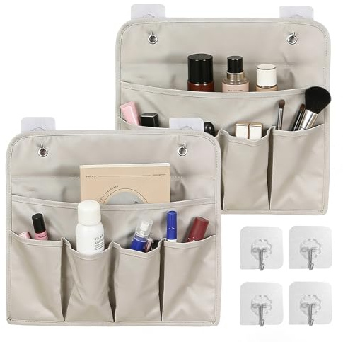 RFYTDCF Organizador colgante de 2 piezas con ganchos, gran capacidad, organizador de pared, almacenamiento colgante, almacenamiento colgante con 5 bolsillos, organizadores para dormitorio, pasillo