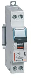 406801 Disjoncteur Legrand 10A unipolaire + neutre DX3 - courbe D - 4,5/6kA - À vis - 1 module
