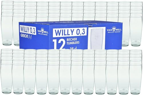 Van Well Willibecher 0,3l 120 Stk - Premium Biergläser 0,3 Liter - Robustes Bierglas, Spülmaschinengeeignet, Geeicht - Pint Gläser in Gastronomiequalität - Trinkglas 300 ml für Gastronmie und Zuhause