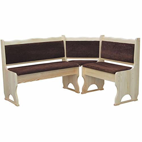 k koma Panca angolare in legno di pino laccato con imbottitura in marrone (140 x 160)