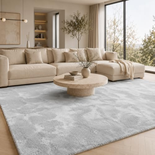 Pergamon Tapis Fausse Fourrure Pearl Gris – Tapis Shaggy Doux à Poils Longs