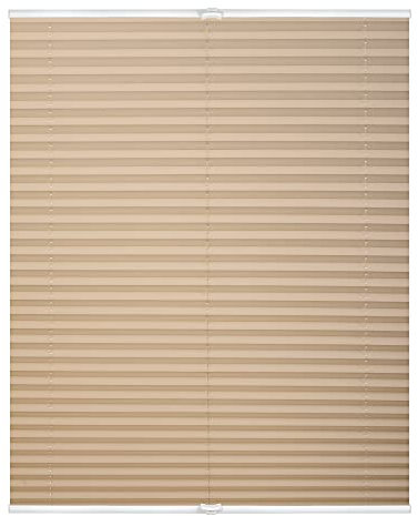 Lichtblick Plissee Klemmfix, ohne Bohren, verspannt, lichtdurchlässig, Blickdicht, mit eleganter Crushed Optik, Klemmträger mit Metallkomponente Creme,80 cm x 130 cm (B x L)