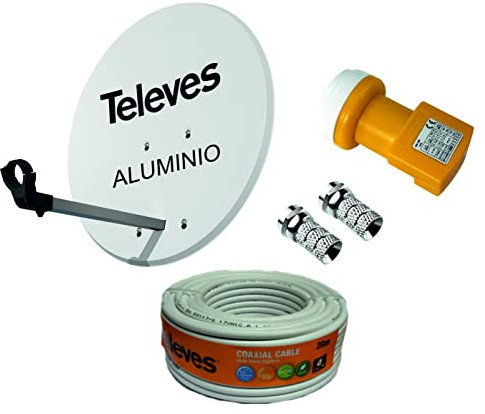 T e C N o V o Z, Kit Antena PARABOLICA para Astra TELEVES 83cm Aluminio + Rollo DE Cable 20 MT + CONECTOES Y LNB