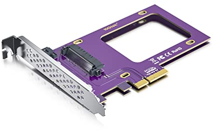 10Gtek U.2 SFF-8639 auf PCIe Adapter, PCIe 3.0 X4 Erweiterungskarte für 2.5 U.2 NVMe SSD or 2.5 SATA SSD, mit Full Height Bracket