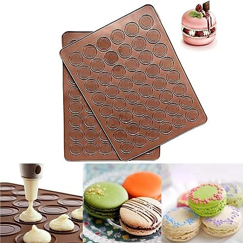 2 PCS 48 Capacity Macaron Silicone Baking Mat Baking Sheet Muffin DIY Chocolate Cookie Mould
