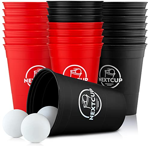 NextCup Partybecher Set Made in Germany - 22 extra stabile und nachhaltige Hartplastik Becher [473ml - 16oz] – Spülmaschinengeeignet und Wiederverwendbar
