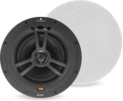 Triangle - Secret EMT7 - Enceinte encastrable Plafond – Installation Ultra Simple – Haut-parleurs Coaxial 17 cm –Tweeter Orientable - Musique & Effets Surround/Atmos Cinéma - Ø230 x 90 mm (Pièce)