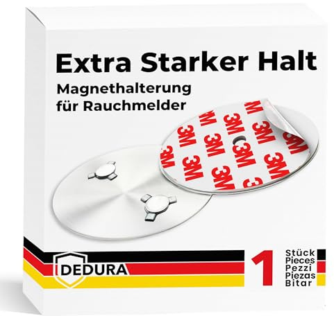 Rauchmelder Magnethalter mit extra starken Klebepads - ohne Bohren und Schrauben - Magnethalterung geeignet für alle gängigen Rauchmelder und Feuermelder - Selbstklebende Befestigung