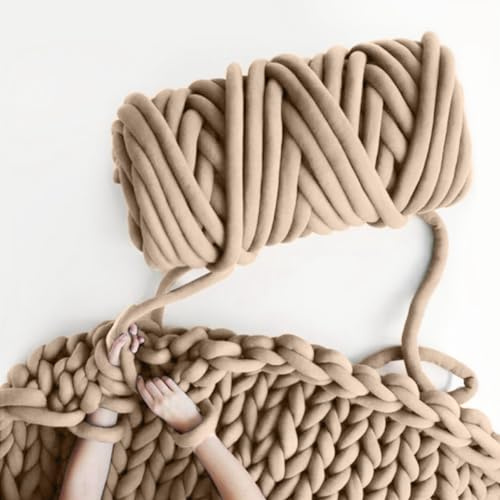 RANJIMA Filato Gigante Cachi, 500g Lana Spessa per Lavorare a Maglia, Filo Cotone Grosso Tubolare a Mano, lunghezza circa 25 m, Lana Chunky Yarn per Uncinetto, Principianti, Coperte, Cuscini, Cestini