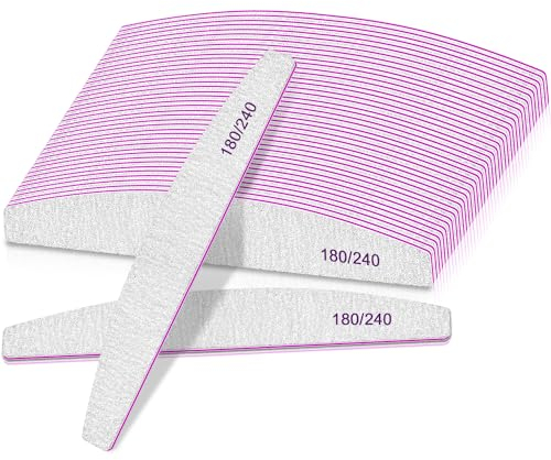 Lime per unghie da 25 pezzi, 180/240 per gel, spesse per acriliche, lavabili e riutilizzabili, a doppia faccia per saloni