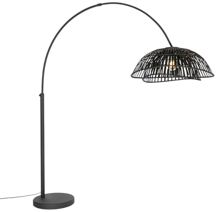 Qazqa pua - Lampada da terra Orientale - 1 luce - L 173 cm - Nero - Orientale - Soggiorno I Camera da letto I Sala da Pranzo I Cucina