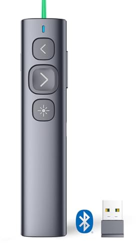 Norwii N95 Bluetooth Presentation Clicker with USB-A Receiver, PowerPoint Clicker for Presentation Remote, Rechargeable Wireless Presenter Pointer, Slide Clicker for PC/Laptop/e-Book(Green, BLE&USB-A)