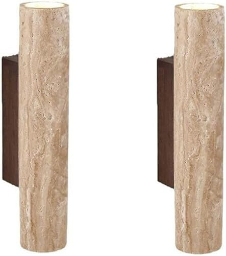 Wall Lights Juego de 2 Apliques de Pared, lámpara de Pared cilíndrica de Piedra Estilo WABI sabi, Farol de Pared para Pasillo con luz Arriba y Abajo, Aplique de Pared Interior para Sala de Estar,