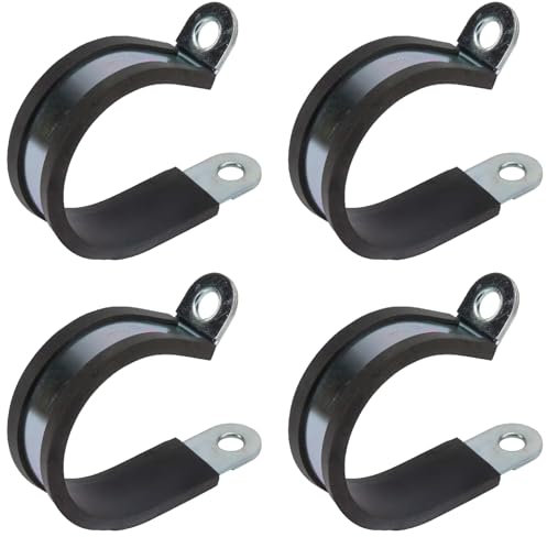 cyclingcolors 4x Collier de Serrage Métallique avec Insert Caoutchouc Fixation Tube P Clip Serre Cable Tuyau Conduit Collier, 28mm