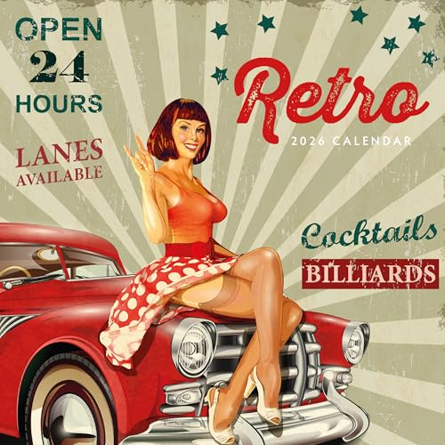 Retro - Calendario de pared cuadrado 2026 Red Robin Publishing