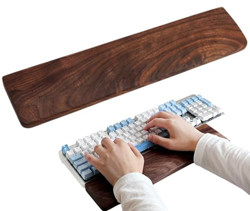 Keyboard Wrist Rest – Black Walnut Solid Wood Hand Support, Ergonomic Wrist Cushion | Natural Wooden Pad with flatFinish for Comfortable Typing, Desk Keyboard, Laptop, Computer Accessories Setup