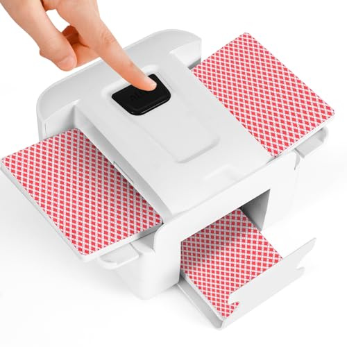 Máquina mezcladora de tarjetas, sin ruido y recargable, para 2 juegos de cartas, 2000 Mah, mezclador de cartas eléctrico para juegos de cartas, Texas Hold'em, póquer, juegos de cartas caseras