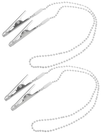 FIXOSHEE 2 pezzi Clip Portabavaglino in Acciaio con Catena Collo per Dentisti e Cliniche Fermagli Resistenti per Bavaglini Tovaglioli e Grembiuli Design Versatile e Facile da Usare