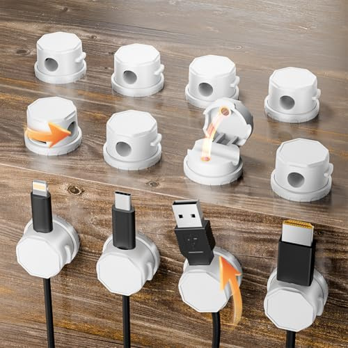 360° Rotatable Magnetic Cable Clips - Self Adhesive Wire Organizers