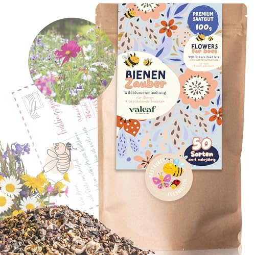 Graines de fleurs 100 g I graines de fleurs sauvages pour 50 m² pour abeilles I mélange de fleurs pour balcon et fleurs sauvages I prairie fleurie colorée pour abeilles