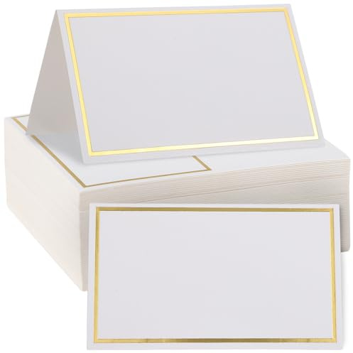 Healeved 100 Cartes Marque-Places Pliables Dorées Format pour Mariage et Banquet Papier pour Écriture Fluide Utilisation Polyvalente pour Table de Réception