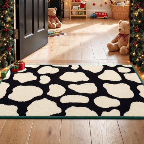 Biscpro Dirt Trapper Indoor Doormat,60x90cm Welcome Door mat,Non Slip Backing Washable Door Mats,Absorbent and Resistant Low-Profile Entrance Inside Floor Mat for Front Back Door and Entryway(Black)