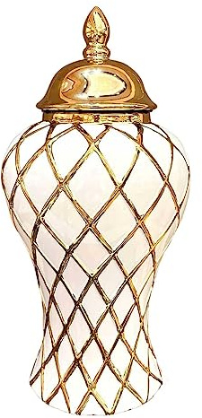 Wswqop Vaso in Porcellana per, Vaso in Ceramica con Coperchio, Centrotavola da 12, Barattolo per La Conservazione del Tempio, per Ufficio, Coll